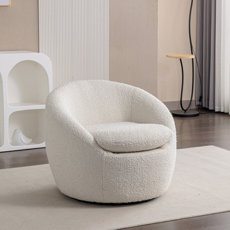 Fauteuil d'appoint en tonneau Modern, Boucle blanc