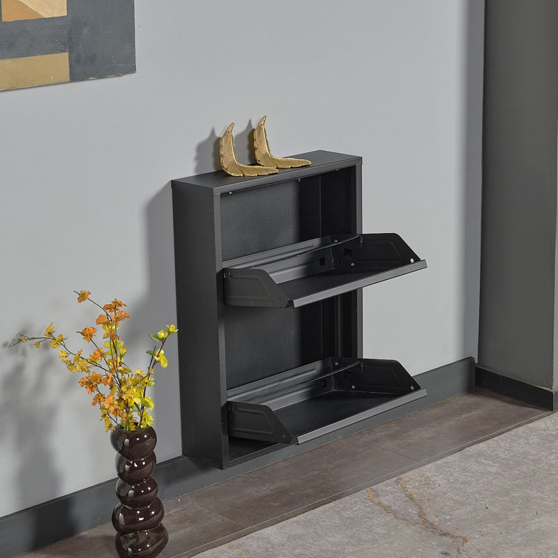 4 Pair Shoe Storage Cabinet, Black