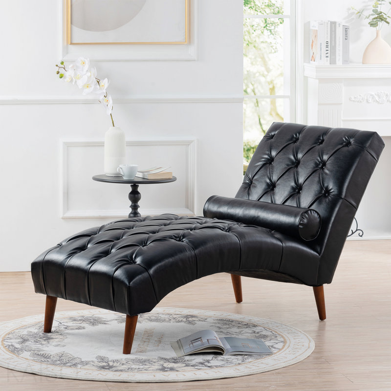 Upholstered Chaise Lounge, Black
