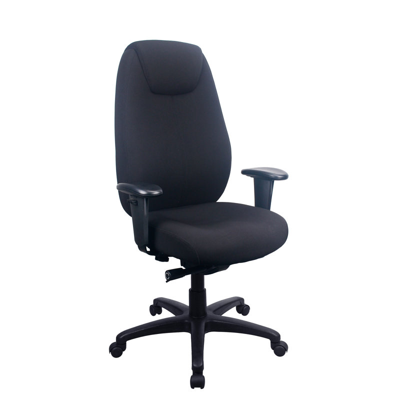 Black Adjustable Fabric Task Chair with Swivel Arms