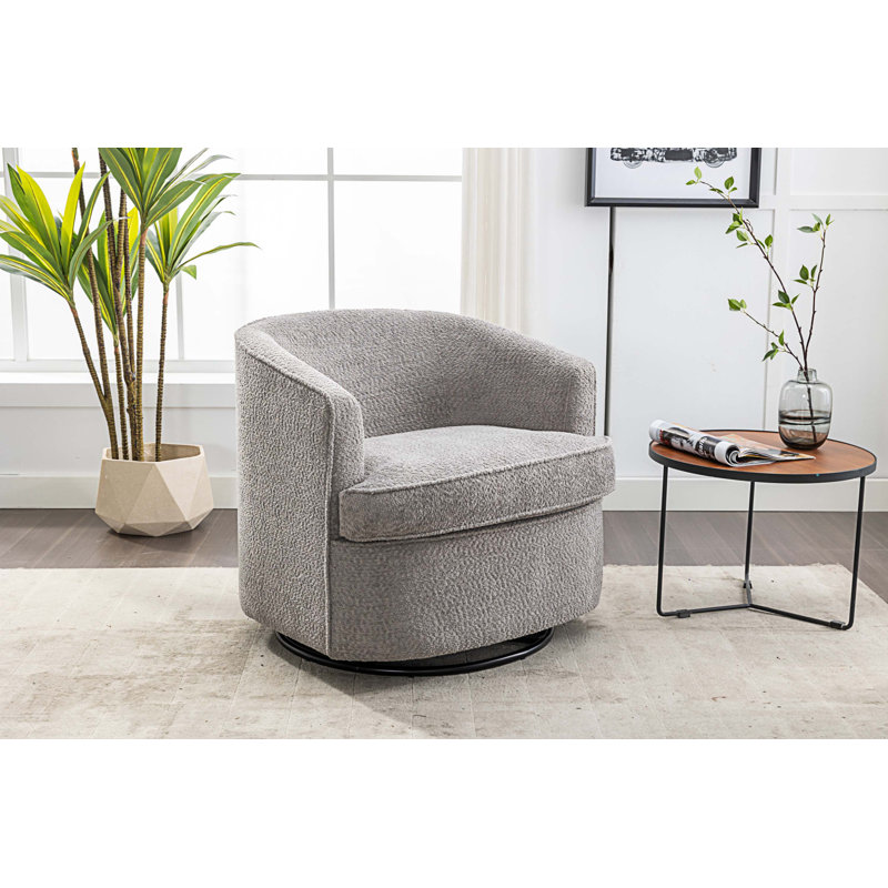Fauteuil demi-tonneau pivotant l 32,48 po Willenzard, Grey Boucle 1
