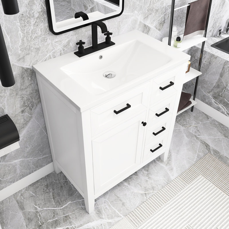 Meuble-lavabo simple 30 po avec comptoir, Noir, noir, noir, noir