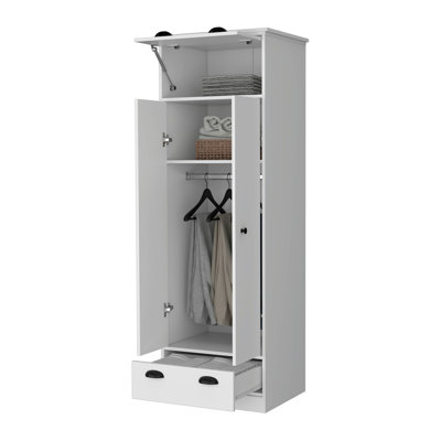 White Double Door and 1-Drawer Armoire