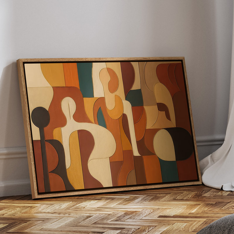 Framed Canvas Wall Art - Vintage Abstract Wall Prints for Bedroom - 24"x36", Natural
