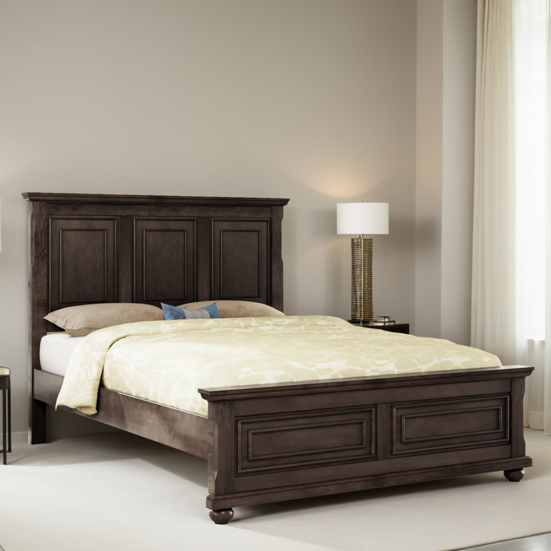 Virginia Wooden Standard Bed with Traditional Tall Headboard, King, Brown 