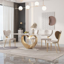 ACEDÉCOR 7 Piece Dining Table Set, Gold Kitchen and Dining Room Sets for 6,  Metal Circling Base Dini…See more ACEDÉCOR 7 Piece Dining Table Set, Gold