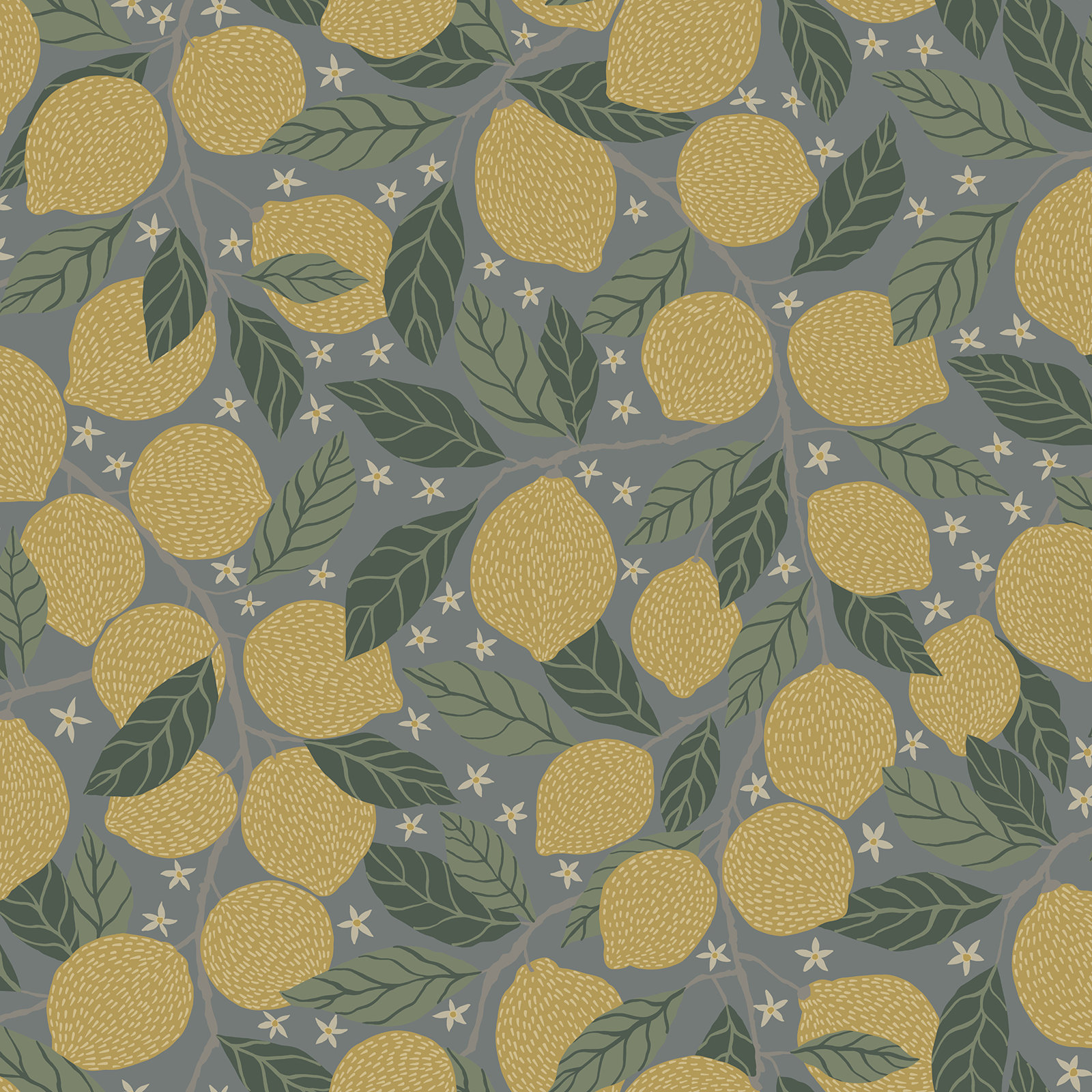 Aina Garden Fruit Wallpaper, Blue Yellow