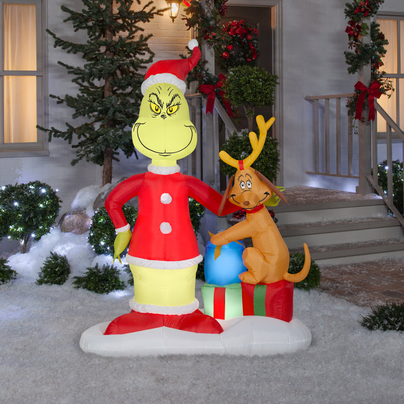 Airblown-Grinch et Max avec cadeaux-LG Scene-Dr. Seuss