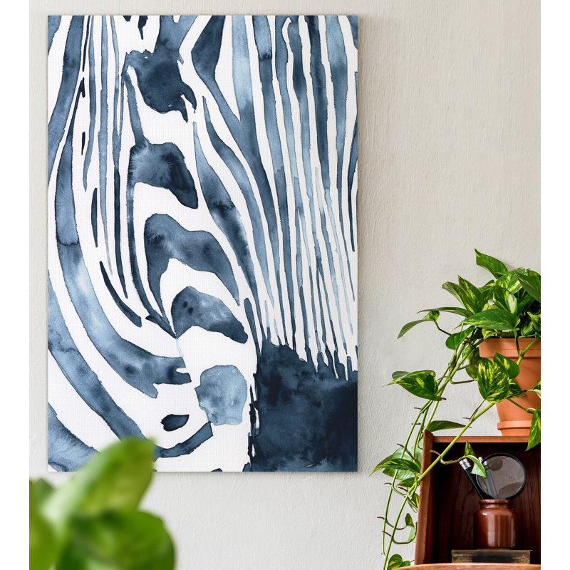 Indigo Zebra I - impression sur toile tendue, H 48 po x l 32 po x P 1 po