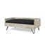 Lit pour chien en bois de style Mid-Century moderne avec surface aquatique, lit pour animal noir et gris, coussin pour un sommeil paisible et