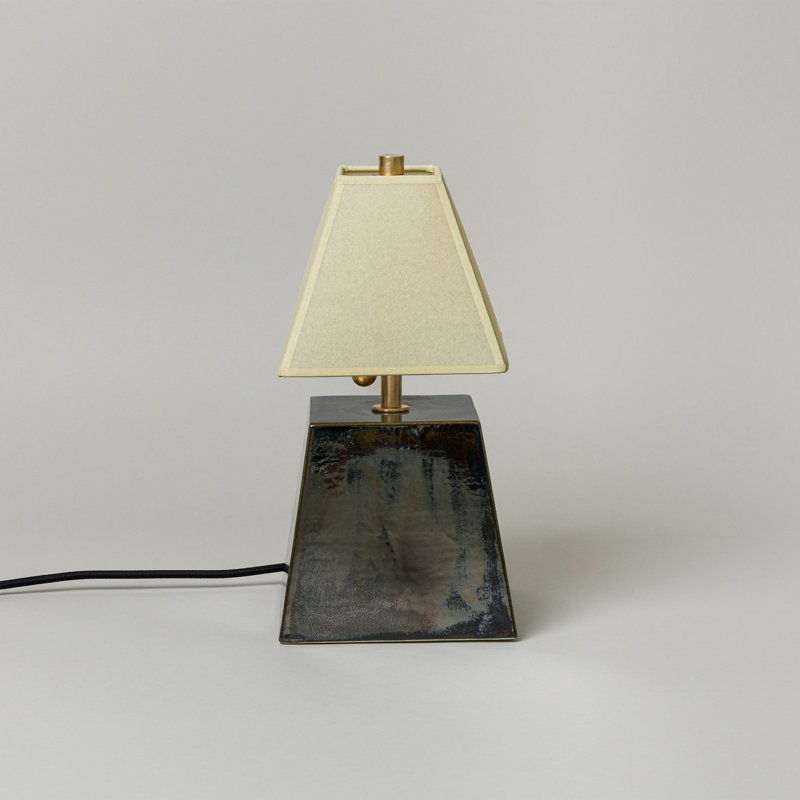 Osen Table Lamp, Faint Green, Obsidian, 13.5" H x 7.5" W x 7.5" D