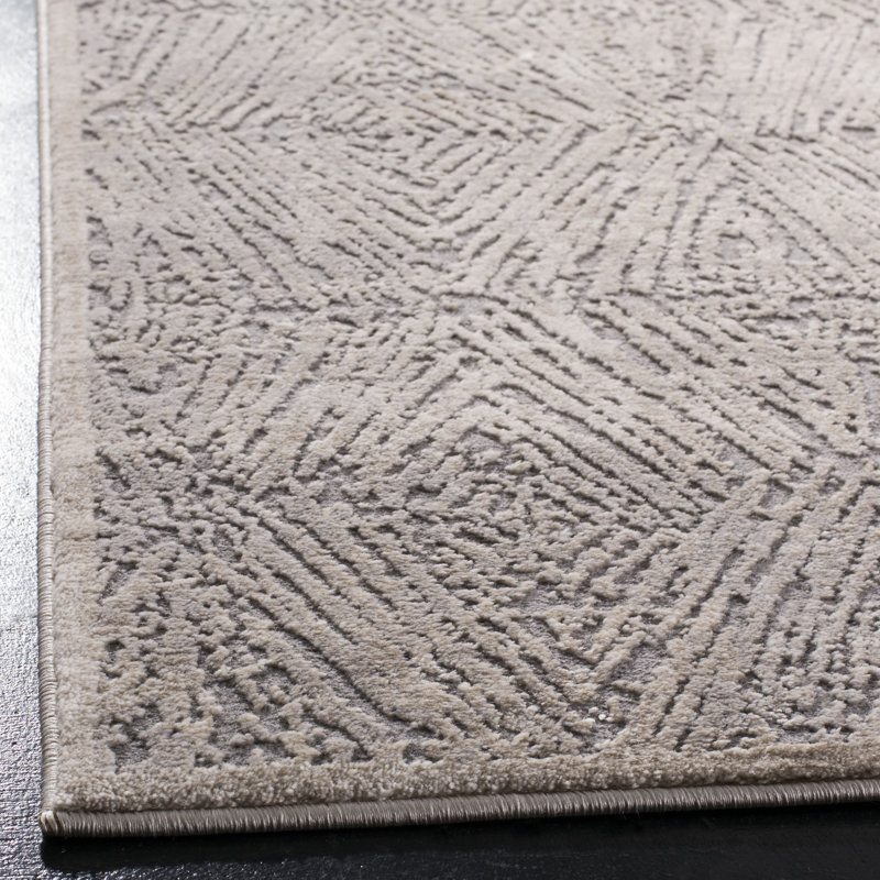 Tapis ivoire et gris à motif géométrique Edvin, Rectangle 3 pi 3 po x 5 pi