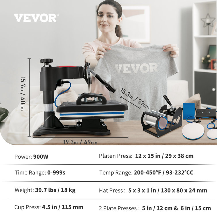 VEVOR 12 x 10 inch Heat Press Machine Clamshell Sublimation Transfer Printer