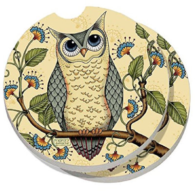 Stoneware Round 2 Piece Car Coaster Set