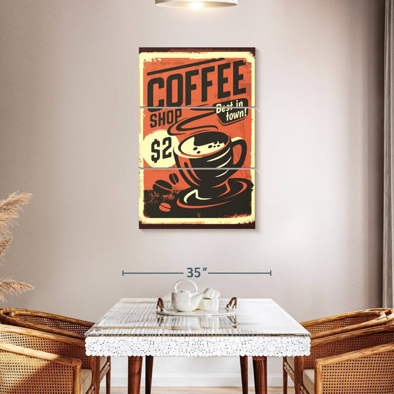 Affiche de café rétro, H 45 po x l 28 po
