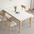 White + Burlywood Rectangular Sintered Stone + Solid Wood Dining Table-125528048