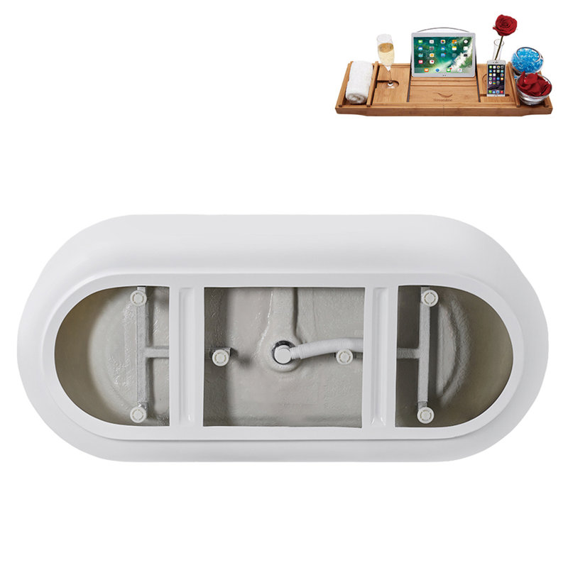 Bac autoportant 67 po avec drain interne Streamline, Laiton brossé