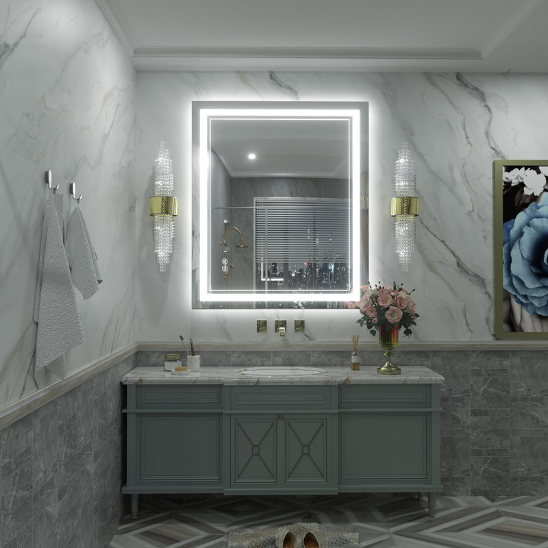 Miroir de salle de bain / de meuble-lavabo à DEL en verre trempé anti-buée certifié UL - Basics by Wayfair ™, 36 po x 30 po