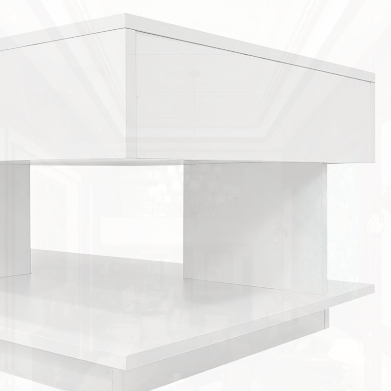 Table basse extensible avec plusieurs compartiments de rangement, Blanc