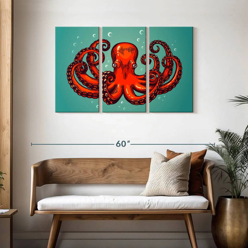 Mighty Red Octopus, 28" H x 45" W
