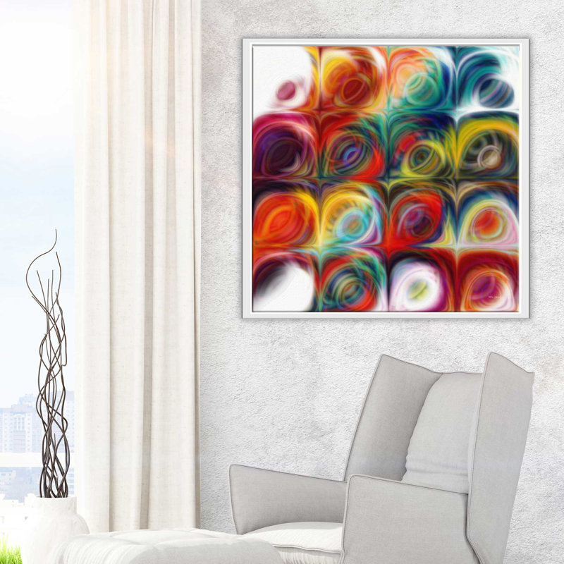 Circles and Squares 44 - Impression d'art graphique, H 31,5 po x l 31,5 po x P 2 po, Cadre flottant blanc