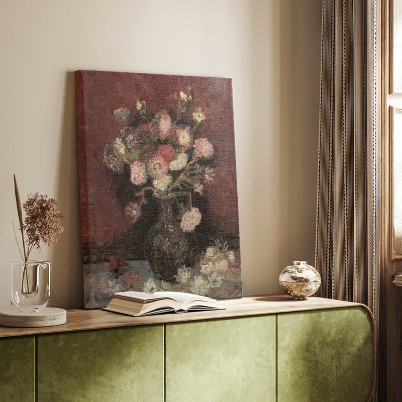 Charlton Home® Vintage Floral Print CXV Framed On Canvas Print | Wayfair