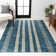 Ventress Geometric Striped Machine-Washable Blue/Cream Rug