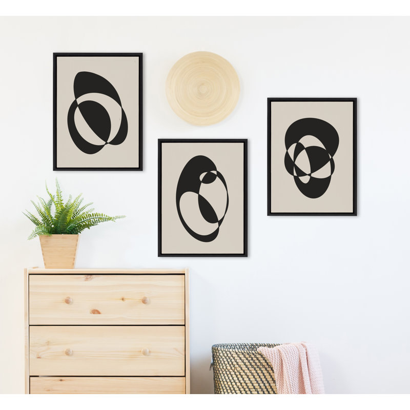 «Retro Midcentury Modern Abstract Graphic Shapes» par The Creative Bunch Studio, ensemble d'art mural sur toile encadrée