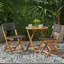 ENSEMBLE HILLSIDE BISTRO avec 2 chaises tissées et 1 table à lattes, bois d'acacia durable, conception pliable pour un rangement facile