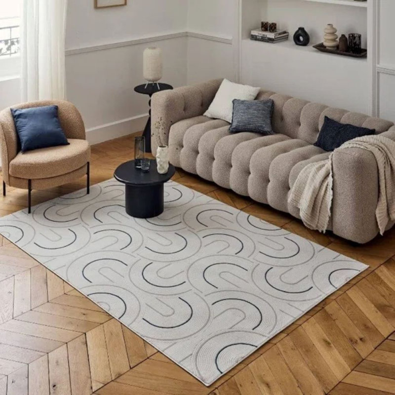 Carmel Modern Arc Cream/Navy Area Rug, Rectangle 240 x 340 cm