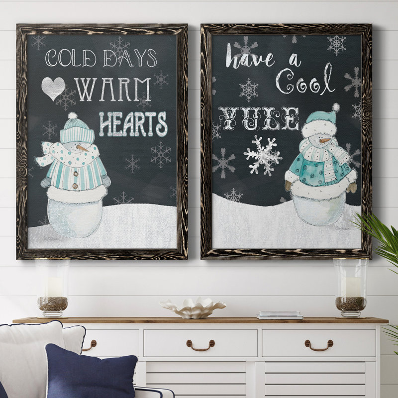 «Cold Days Warm Hearts», ensemble de 2 reproductions d'art textuel, H 31,5 po x l 47 po x P 1,5 po, Pas de tapis