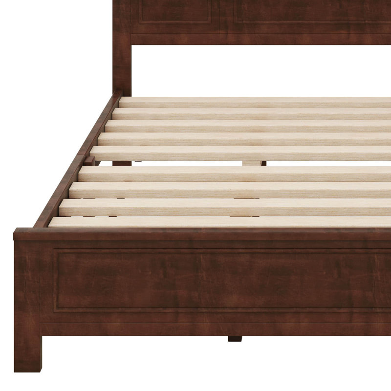 Très grand lit avec tête et pied de lit à panneau haut, avec lumières DEL intégrées et charge USB, Walnut