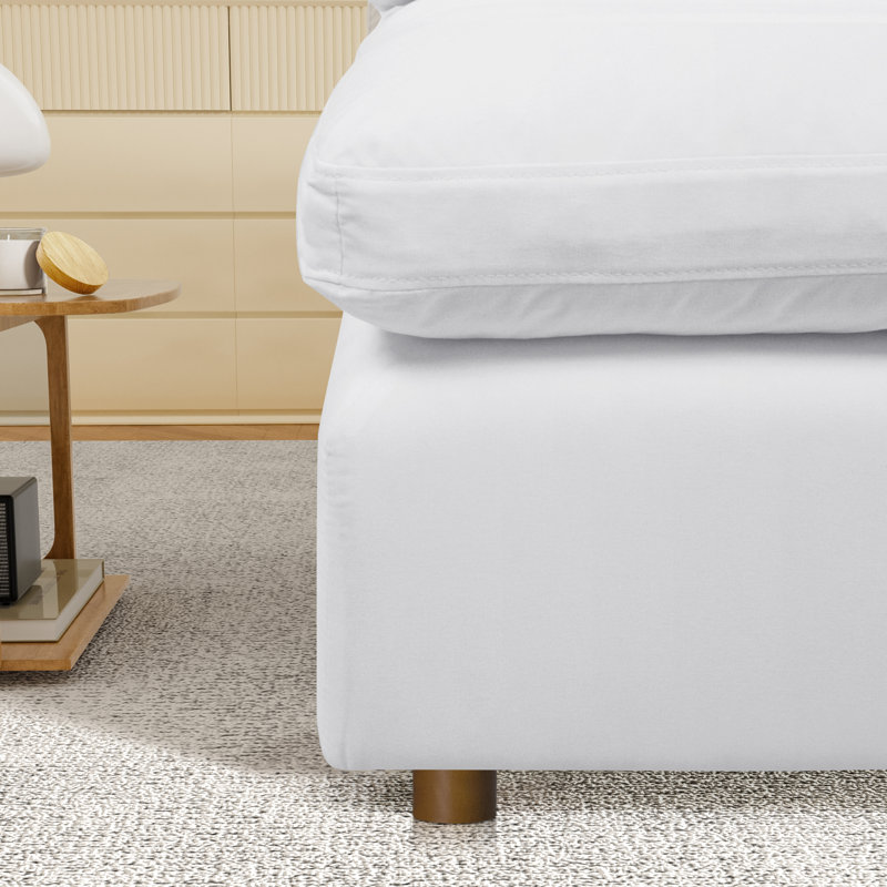 Canapé modulaire rembourré 5 pièces Jossa, Mélange de lin blanc