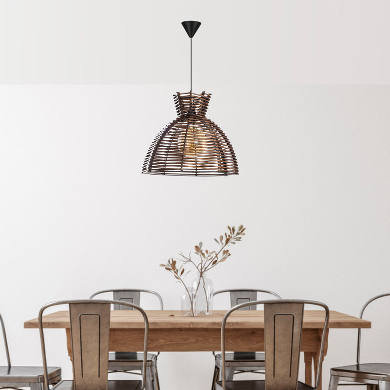 Elegant Wooden Chandelier with Imitation Bamboo Cap, Antiquation Finish, 15.7 x 15.7 x 27.6 inches | CE Certified, E27 Socket, Max 40W | Perfect for Dining Rooms, Living Spaces & Stylish Lighting Décor