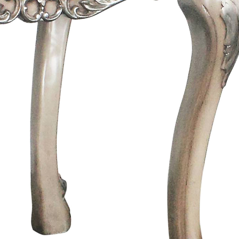 Table de bout carrée rétro blanc os avec motifs ornés et une structure fiable avec repose-pieds stable
