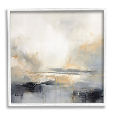 Gray & Glam Landscape, impression sur bois encadrée