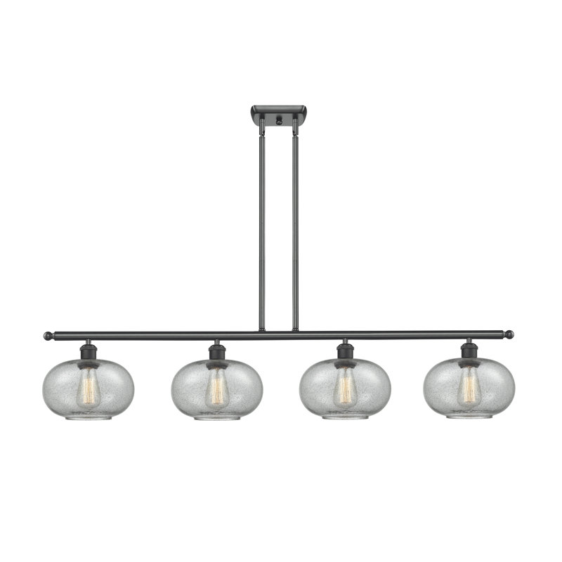 Bethlehem 4 - Light Kitchen Island Pendant, Charcoal, 3.5 Watt Vintage LED Bulb, Polished Chrome
