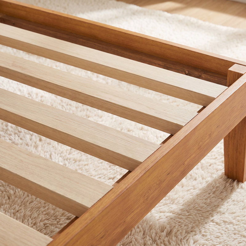 Structure de lit simple en bois massif naturel avec rangement sous le lit, aucun sommier nécessaire, Lit simple