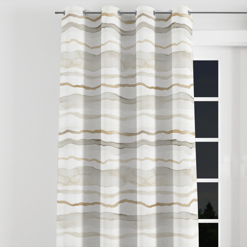 Rideaux à rayures pour chambre à coucher - Rideau à œillets gris et blanc avec œillets - 1 panneau, L 52 po x L 108 po