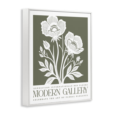Olive Green Floral Gallery Framed Giclee Art, design by Lettered and Lined