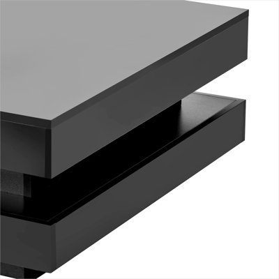 Table basse carrée avec lumières DEL, table centrale minimaliste à niveaux noirs de 31,5 pouces pour le salon