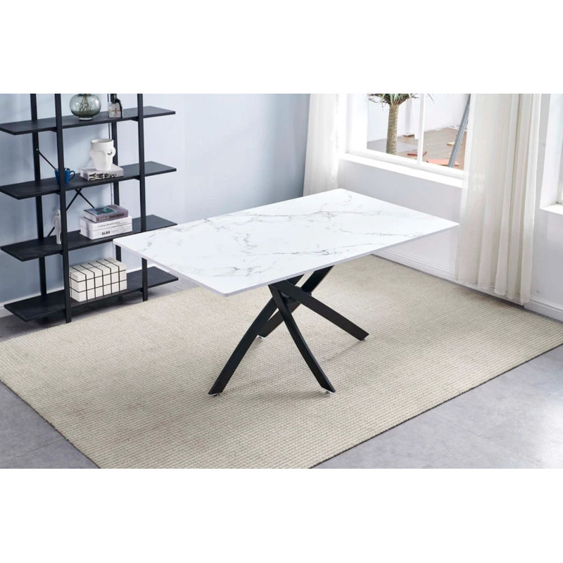 Table de salle à manger rectangulaire, Blanc
