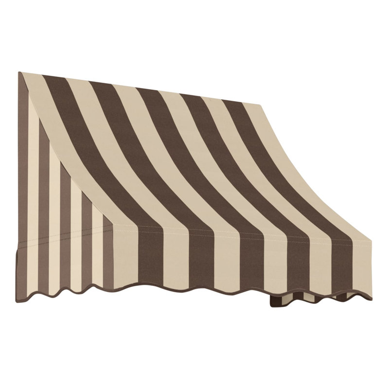 Awntech Nantucket Acrylic Fabric Fixed Awning, 44" H x 88.5" W x 36" D, Brown/Tan Stripe