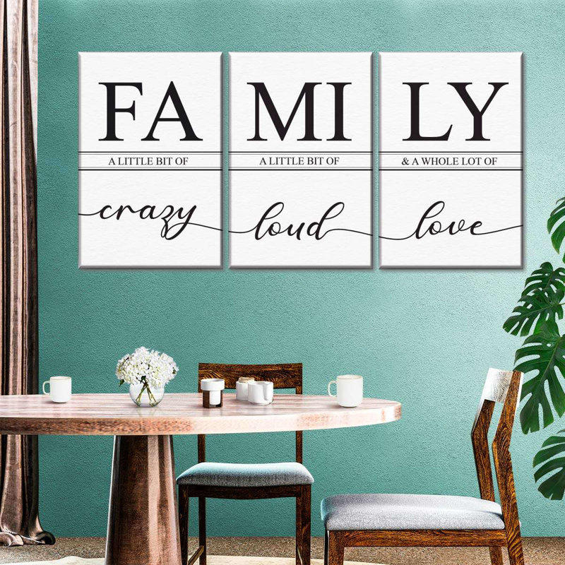 " Crazy Loud Love Family Sign " 3 - Pieces, 12" H x 26" W x 1" D