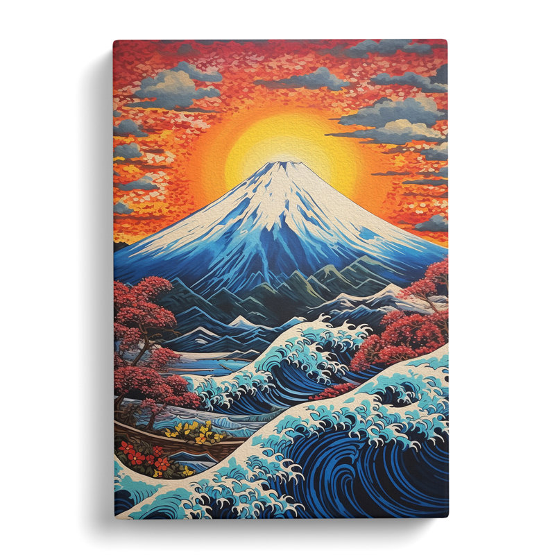 Mount Fuji Hard Edge - Wrapped Canvas, 60cm H x 40cm W x 3cm D