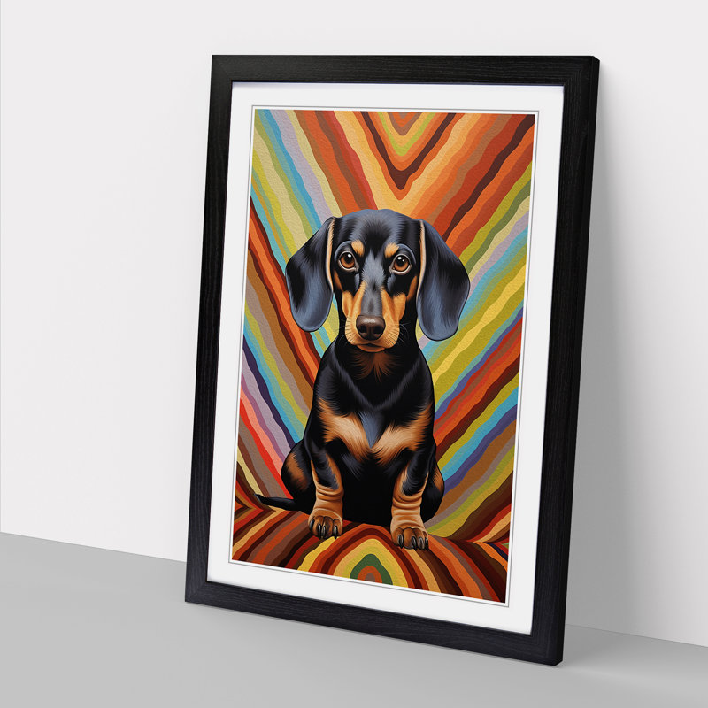 Dachshund Op No.2 Framed Print, 64cm H x 46cm W, Black Framed