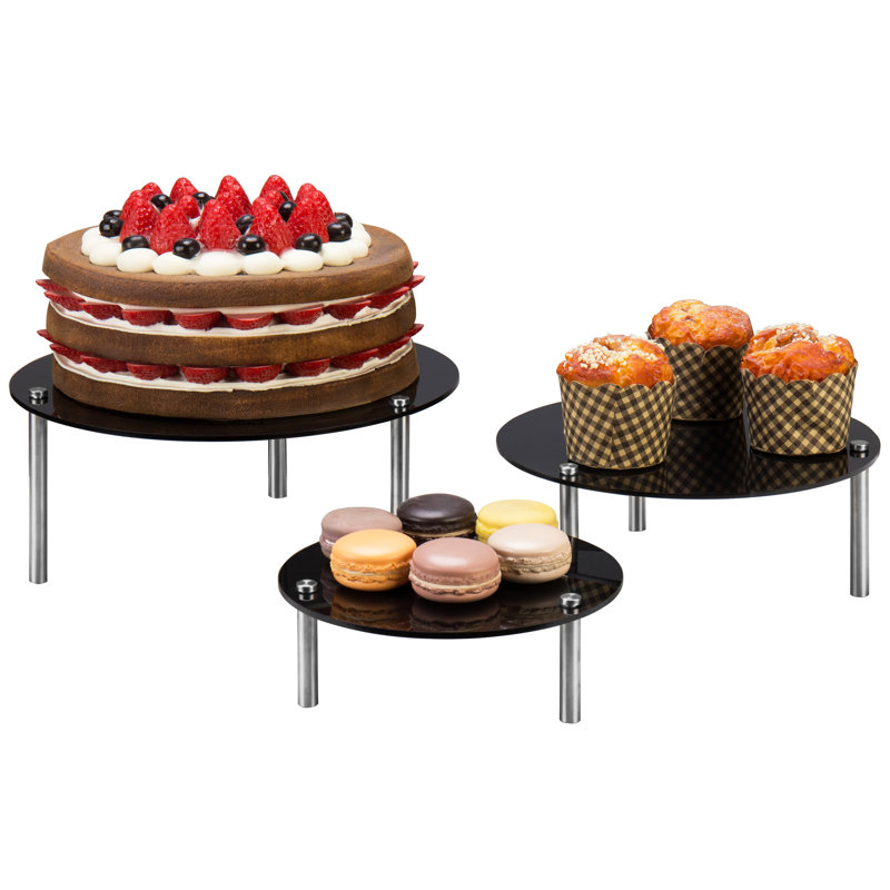 3 Piece Cake Stand Set, Black