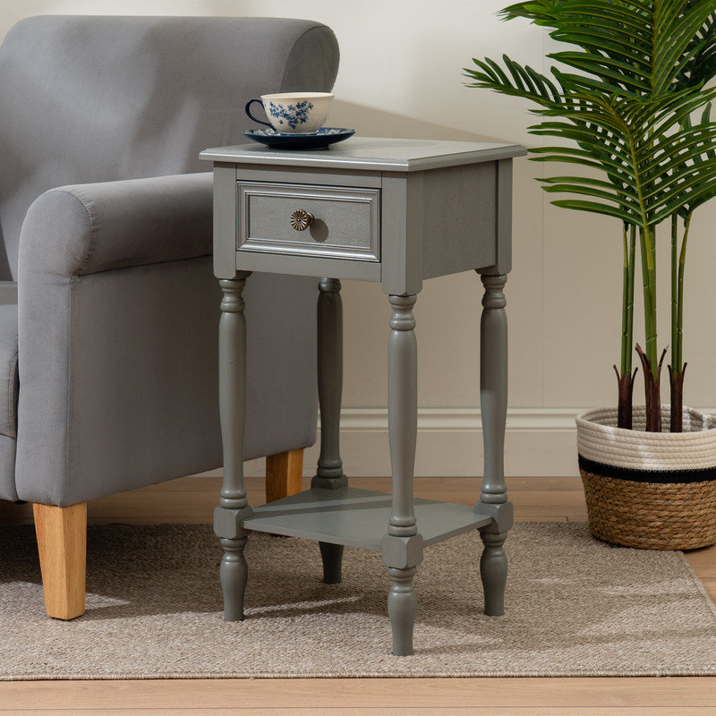 Solid Wood End Table, Grey