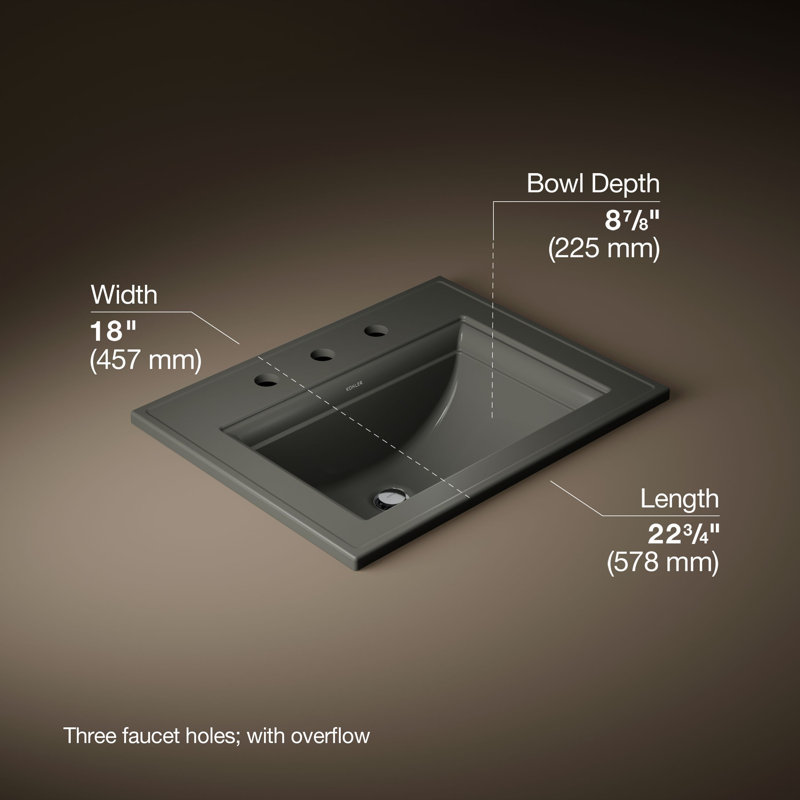 Memoirs® Stately Drop-in Bathroom Sink, Thunder Gray, 8" Centers