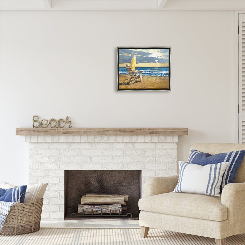 «Stupell Industries Surfboard & Beach Waves», art mural sur toile par John Rossini, H 17 po x l 21 po x P 1,7 po